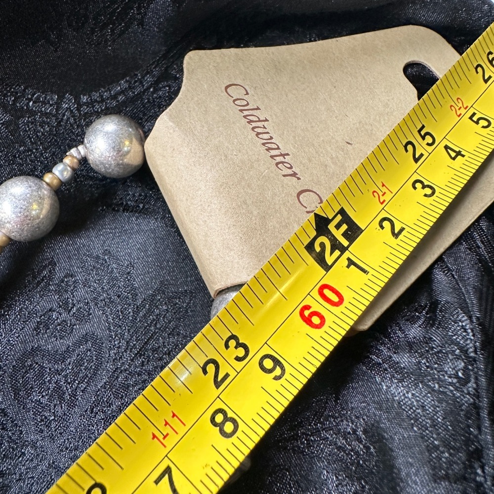 Coldwater Creek Endless Treasure Necklace Faux Pearl Silver Long Strand NWT - Picture 8 of 8